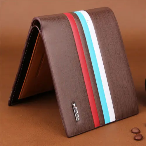 Мужской кожаный бумажник с зажимом для денег тонкий кошелек мальчиков ID