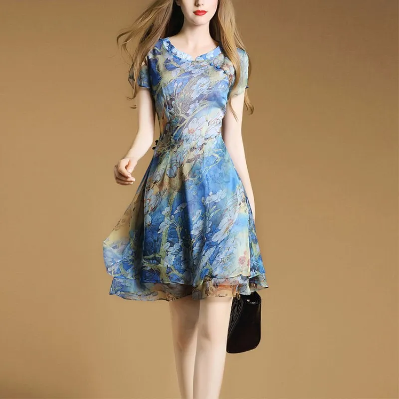 2017 летний новый большой размер женщин талия была тонкой короткими рукавами