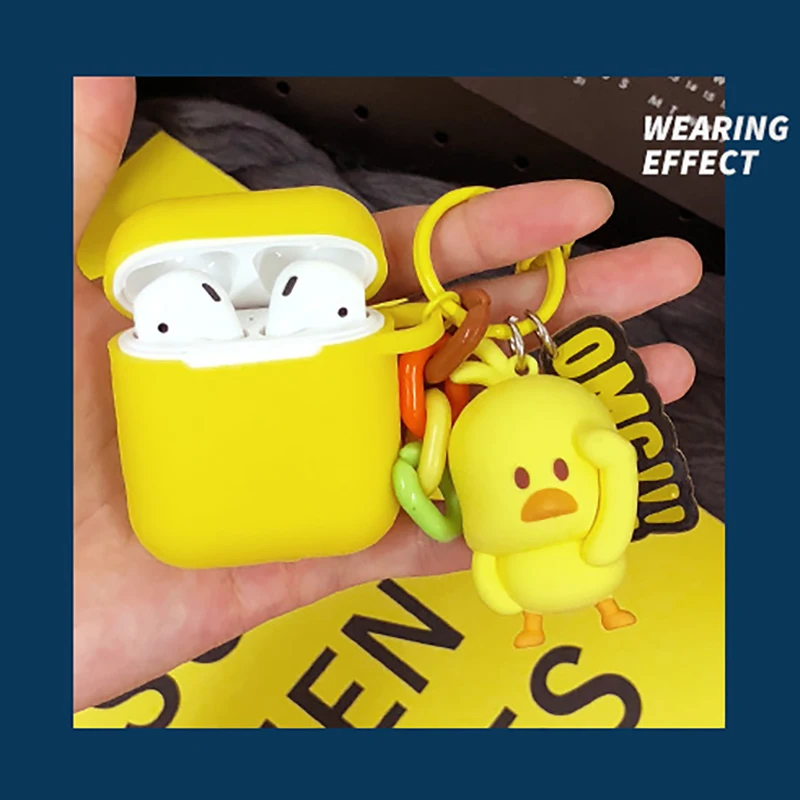Милый мультфильм Маленькая желтая утка силиконовый чехол для airpods Аксессуары