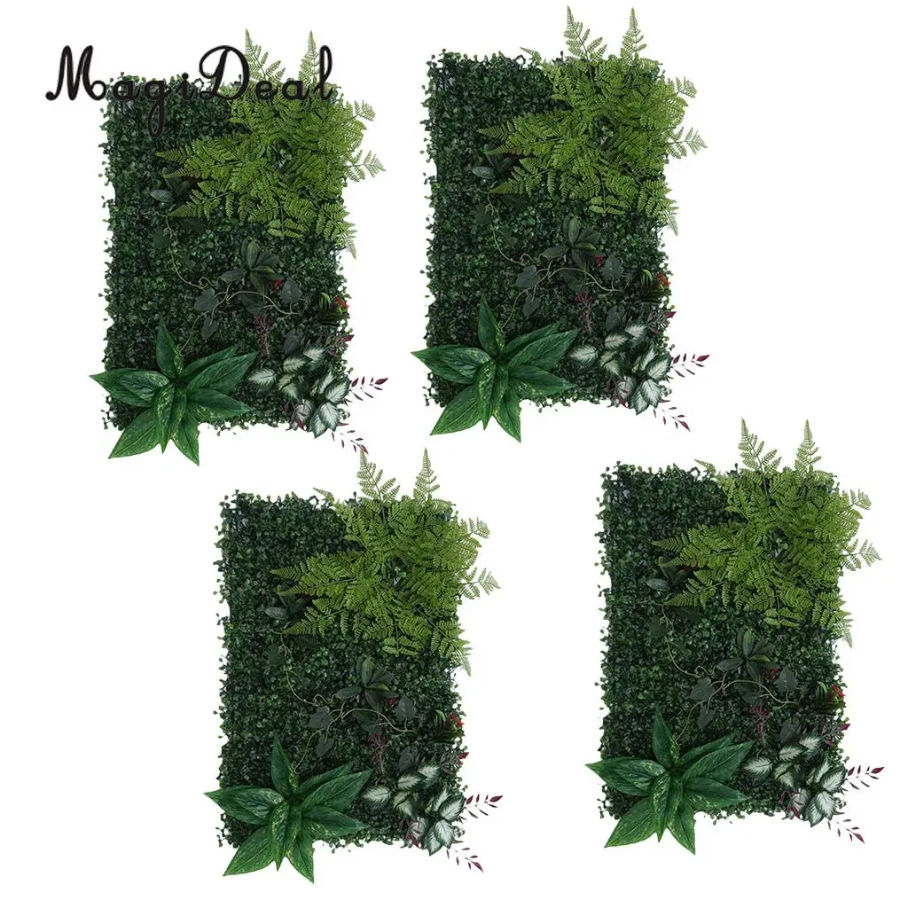 Green 4 шт. искусственные изгороди уличные искусственные растения листья папоротника трава домашняя ограждение для сада свадьба место зелени стеновые панели - Цвет: Green