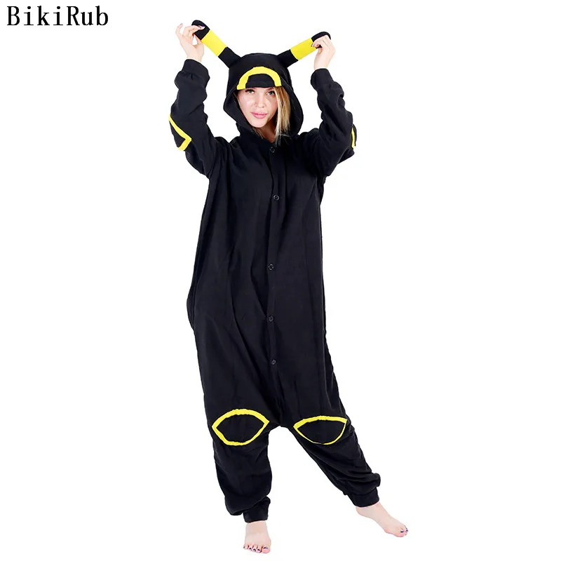 Женские пижамы Женская флисовая Пижама Umbreon Покемон мультяшная зима кигуруми