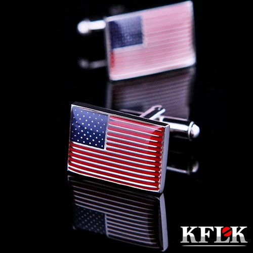 KFLK роскошные запонки для рубашек с американским флагом мужчин брендовые на