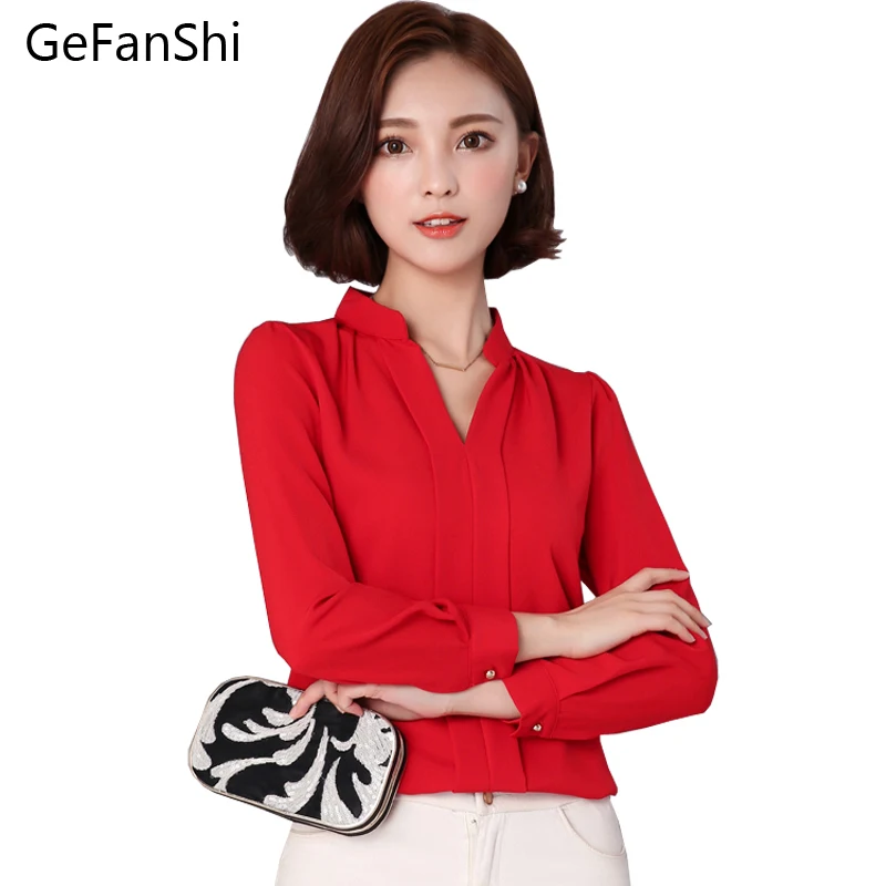 Женские блузки Новое поступление Мода 2019 Осень корейский стиль длинный рукав