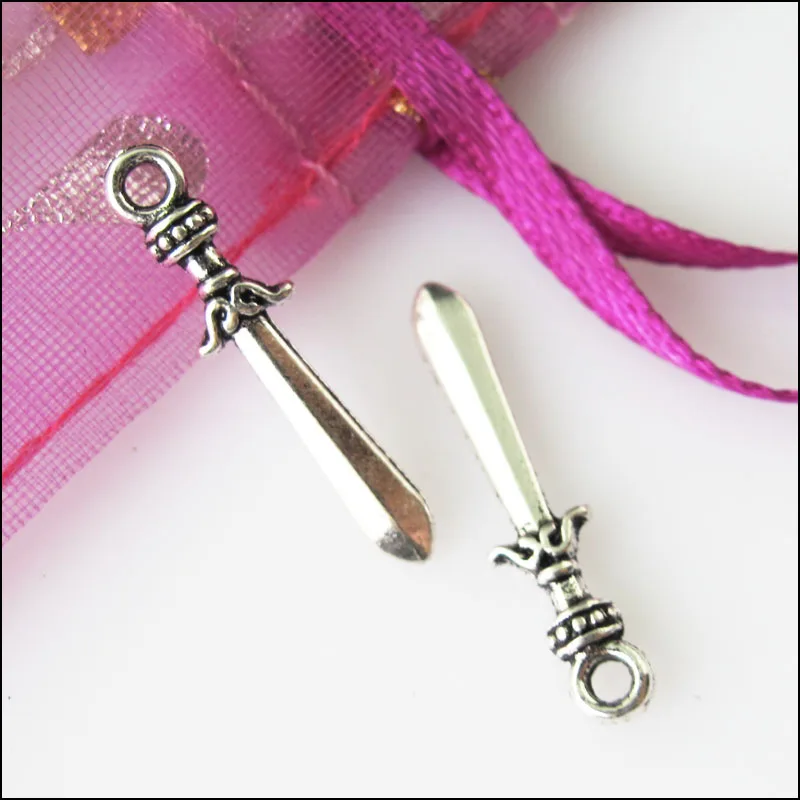 60 шт. подвески в виде меча 5 х22 мм|silver sword pendant|sword pendant silverantique silver |