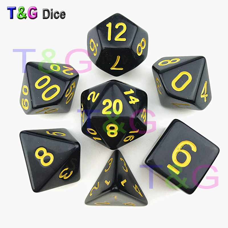 7 шт./лот высококачественные черные игральные кости D4 6 8 10 10% 12 20|dice d4|game diceblack dice |