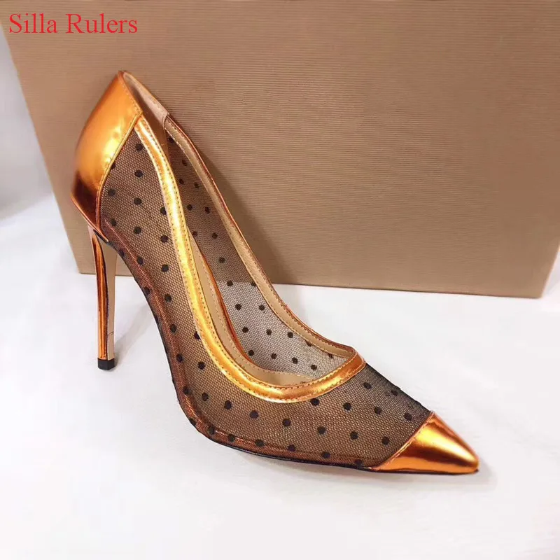 2018 New Sexy Lace Mesh Leather Patch Women Pumps High Heels Rose Gold Gladiator Sandals Wedding Shoes Woman Zapatos Mujer | Обувь