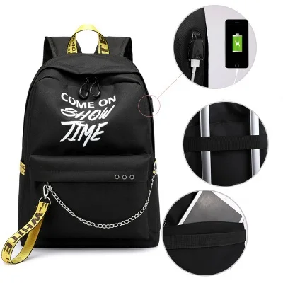 black 2 Рюкзак с защитой от кражи, USB, светящийся, женский, на цепочке, рюкзак для путешествий, Mochila, водонепроницаемый, Оксфорд, рюкзак для ноутбука, школьная сумка для девочек-подростков - Цвет: black 2