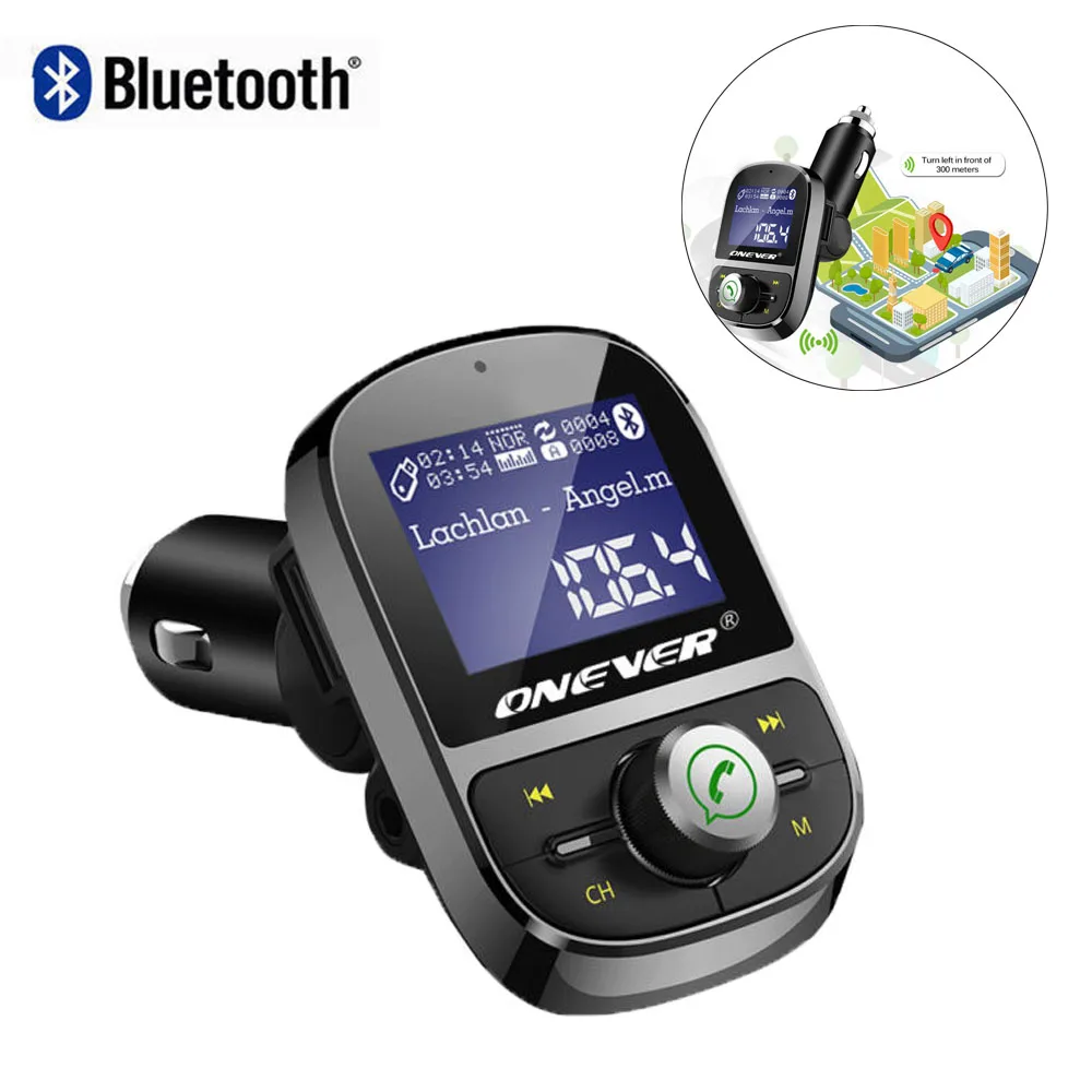 

FM-трансмиттер беспроводной с Bluetooth, автомобильный комплект громкой связи, FM-модулятор, аудио, MP3-плеер для автомобиля, зарядное устройство USB ...