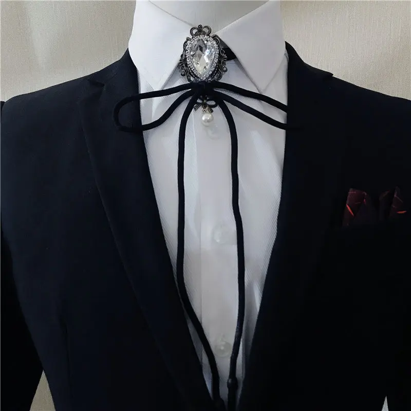 Rhinestone Bolo Tie Элегантный британский Западный Американский ковбой для мужчин и женщин ожерелье Боло галстук аксессуары Винтаж Сплав Блеск Кристалл Стразы галстук - Цвет: Rhinestone Bolo Tie