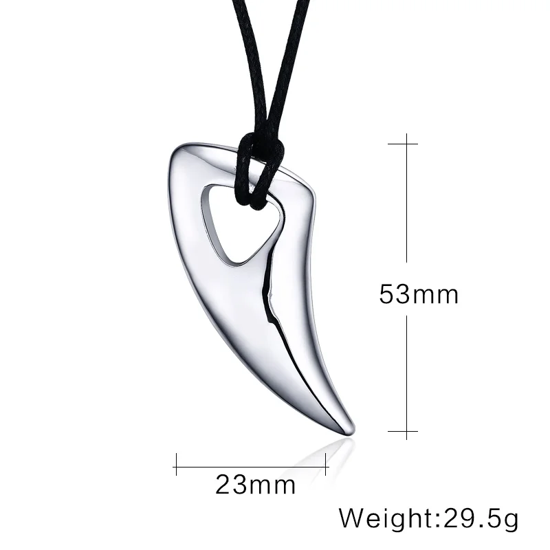 Silver color Vnox модное черное ожерелье из нержавеющей стали с рогом быка, мужские ювелирные изделия в стиле панк, мужские подвески - Окраска металла: Silver color