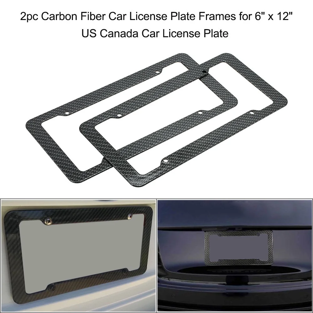 

Car Styling 2pcs Carbon Fiber Car License Plate Frames for 6" x 12" US Canada Car License Plate