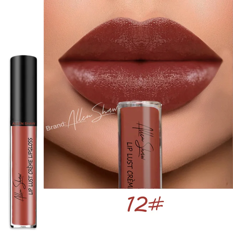 Allen Shaw брендовый крем шелковистый стойкий блеск для губ 12 цветов водостойкий блеск для губ сексуальная похоть жидкая губная помада матовая Обнаженная губа макияж