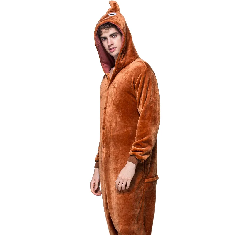 Kigurumi эмодзи Onesie Poo взрослых пижамы для женщин мужчин Хэллоуин осень зима унисекс