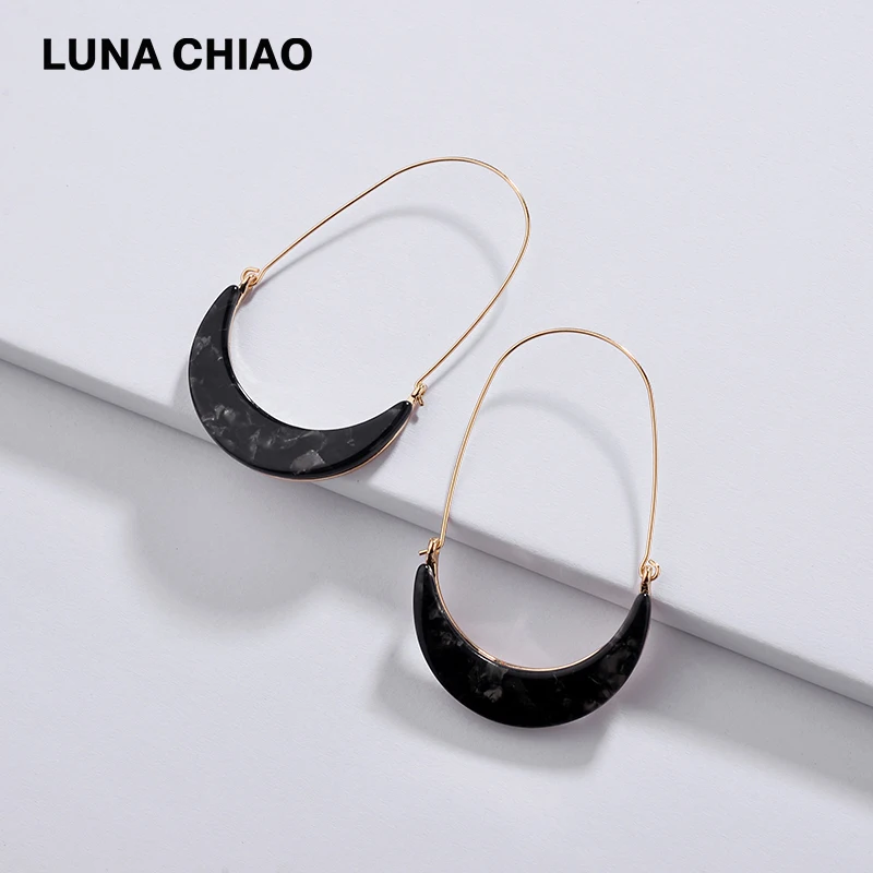 LUNA CHIAO модные корейские стильные цветные ацетатные акриловые серьги в форме Луны