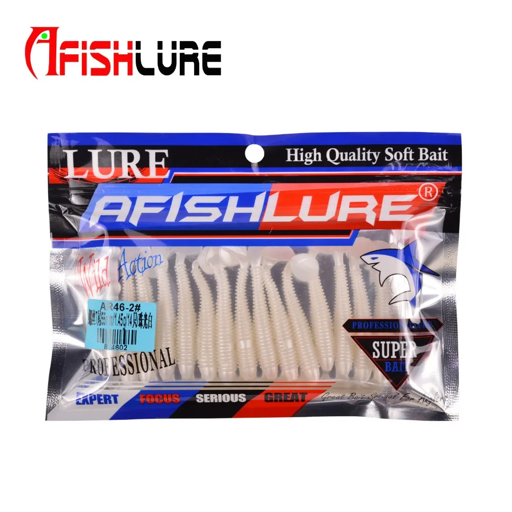 Afishlure 14 шт./лот мягкая искусственная рыболовная приманка с Т образным хвостом 55