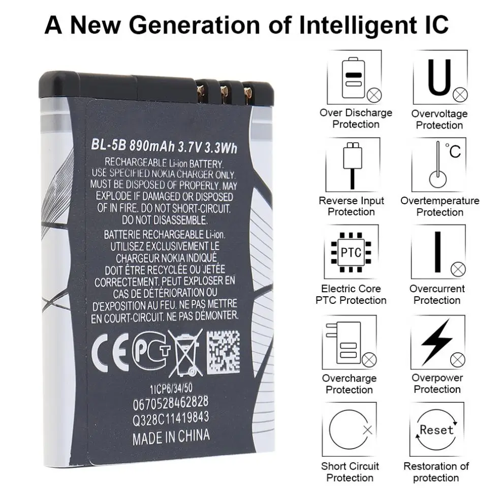 3 7 V 890mAh телефон литий ионная аккумуляторная батарея PTC Защита подходит для Nokia 3220