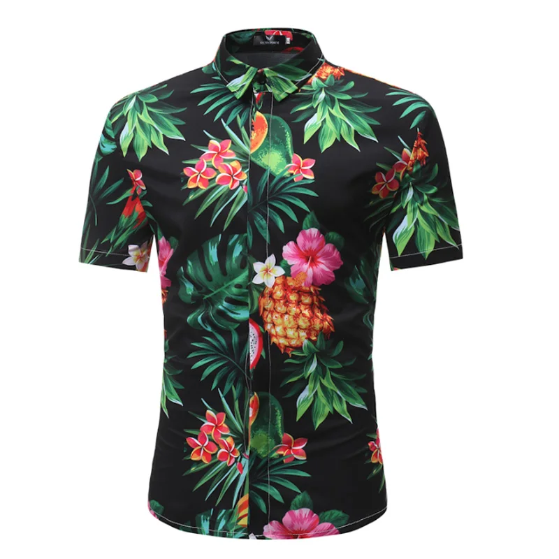 Новое поступление мужская гавайская рубашка 2019 повседневная Camisa Masculina с принтом
