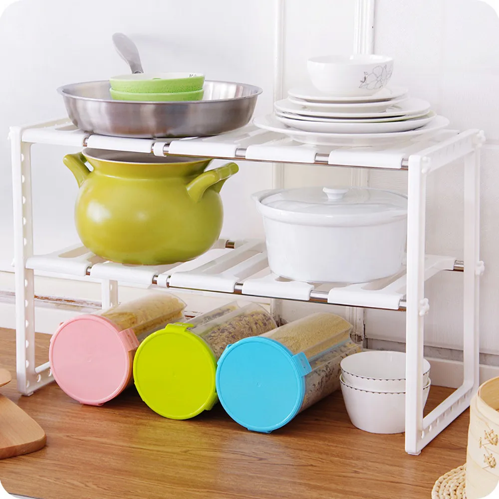 Новый DIY Многофункциональный регулируемый кухонный стеллаж для ванной комнаты