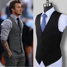 Chaleco de algodón de Boutique para hombre, ropa informal de moda, Color sólido, negro y gris, Formal, vestido de boda, novedad de 2019 (4)