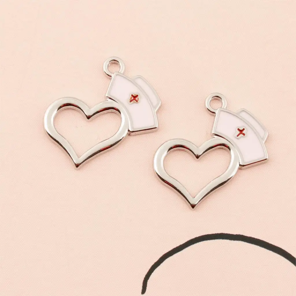 5 шт. сердечко серебряного цвета шапочка медсестры Подвески доктор медицины