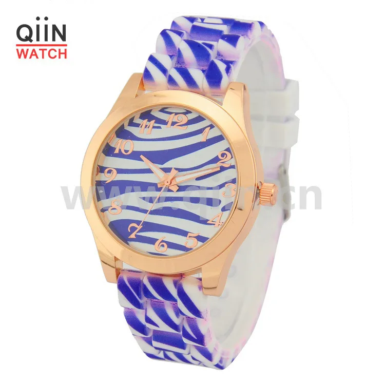 QD0201 factory direct detonation paragraph Geneva watch rose gold shell camouflage silicone students | Наручные часы