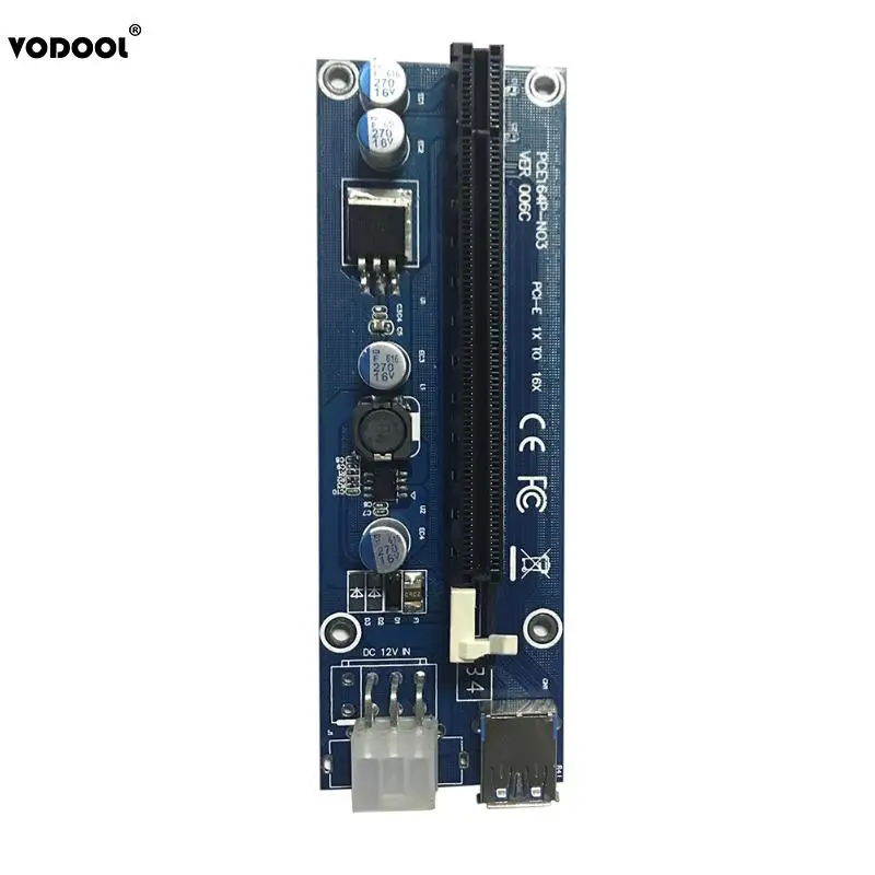006C PCI E Express 1x к 16x расширитель переходная карта USB 3 0 6Pin SATA Интерфейс Видеокарта Riser