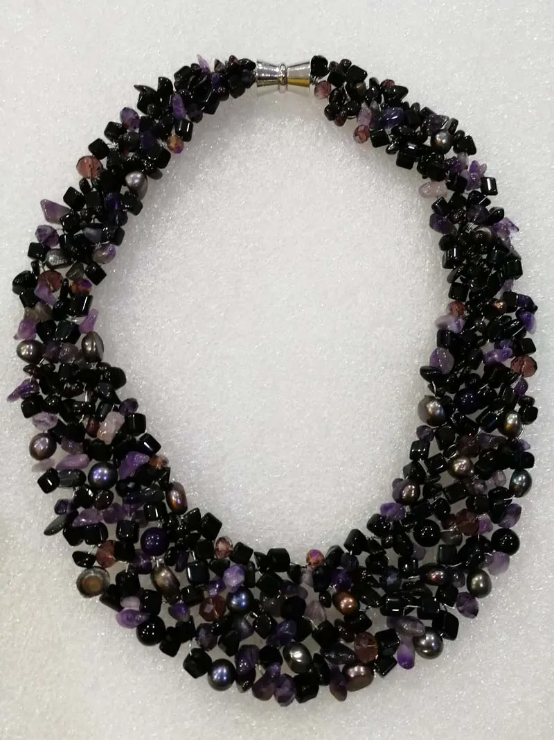 

amethyts/turquoise/red coral freshwater pearl baroque necklace 18inch wholesale beads nature FPPJ woman 2018