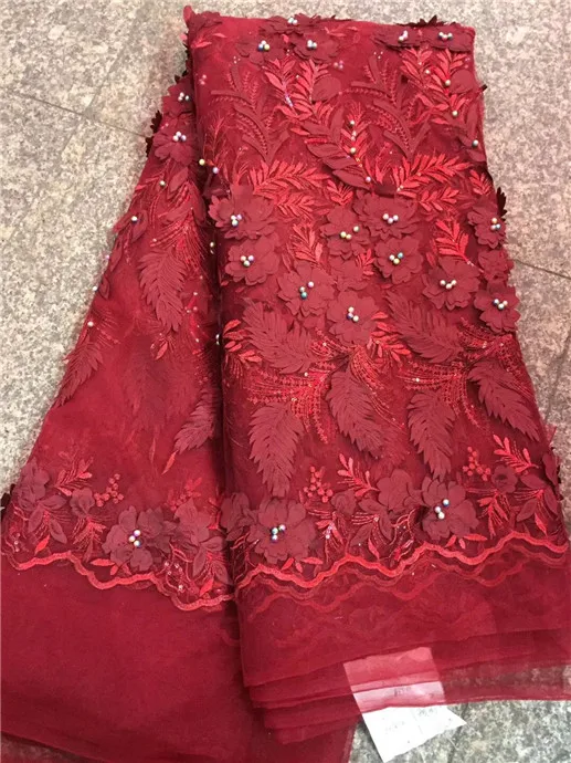 African Beaded Lace Fabric Sequins 2018 High Quality Material black French 3d Nigerian Tulle Mesh | Дом и сад