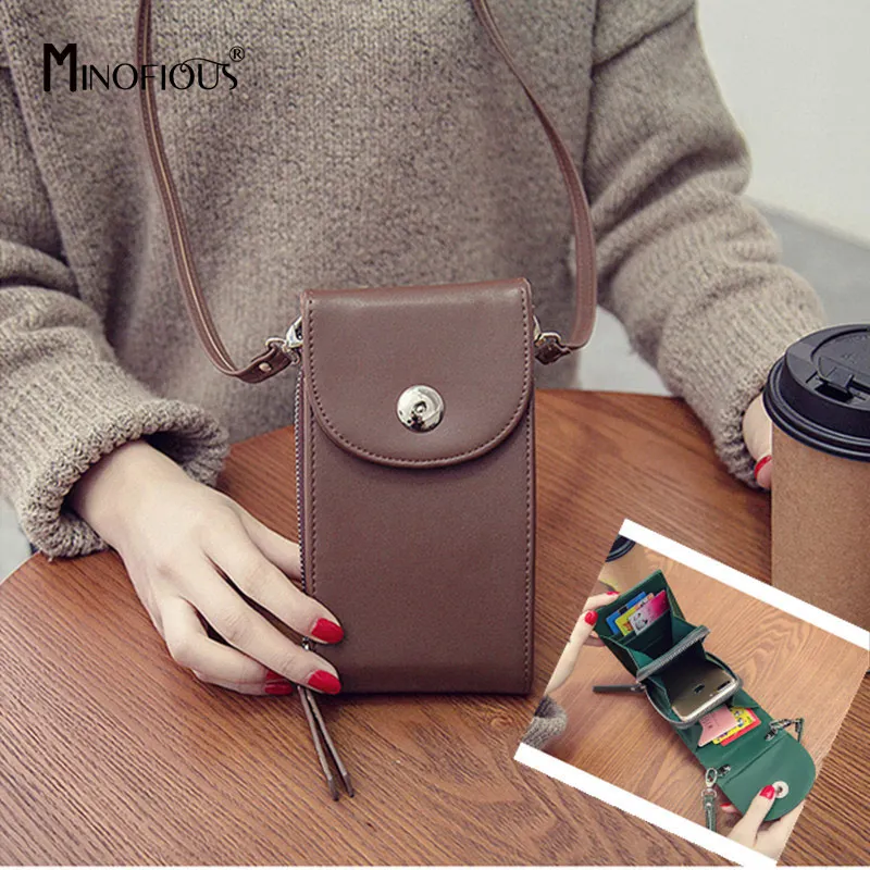 MINOFIOUS женский кожаный наплечный кошелек сумка для телефона многофункциональный