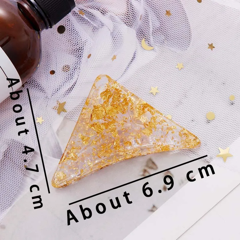Gold Triangle 3 New Fantasy Acetate Gold Silver Foil Geometric Hair Clips Women Girls Sweet Hairpins Headband Hair Claws Hair Accessories - Цвет: Gold Triangle 3