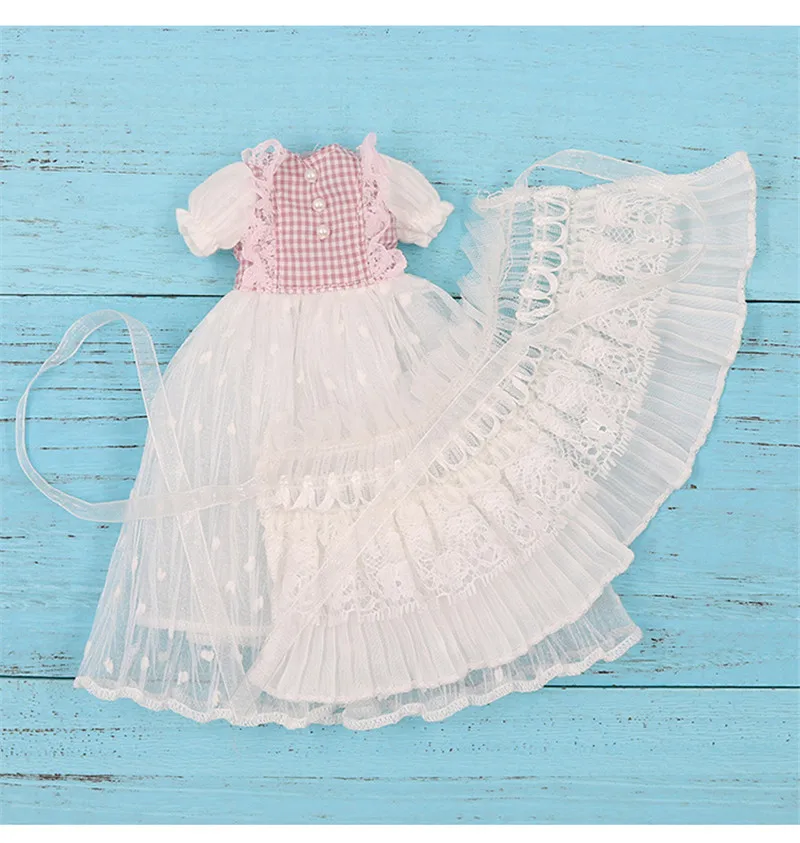 Одежда для кукол DBS Blyth icy розовое кружевное платье макси костюм шарнирного тела 1/6