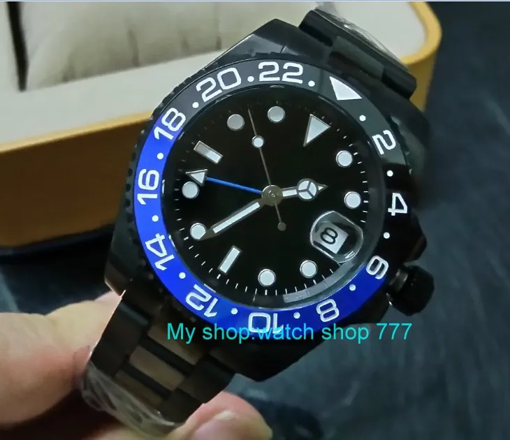 Sapphire crystal мужские часы 158A с автоматическим вращением вращающимся керамическим