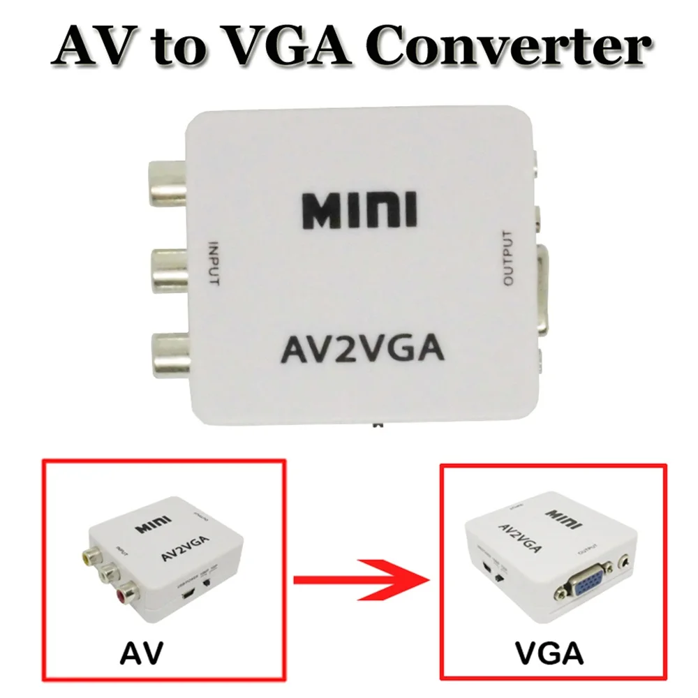 1 шт. мини преобразователь видео HD AV2VGA с 3 5 мм аудио на ПК HDTV| |