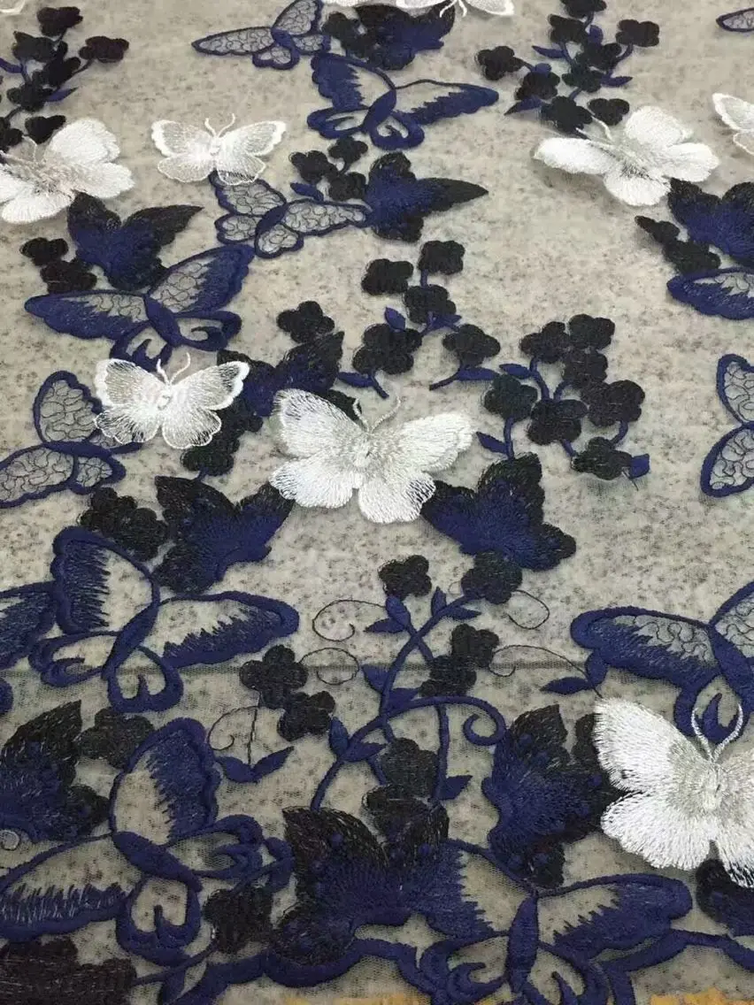 Новая бабочка цветок сетчатая с вышивкой ткань Женская мода вечернее платье