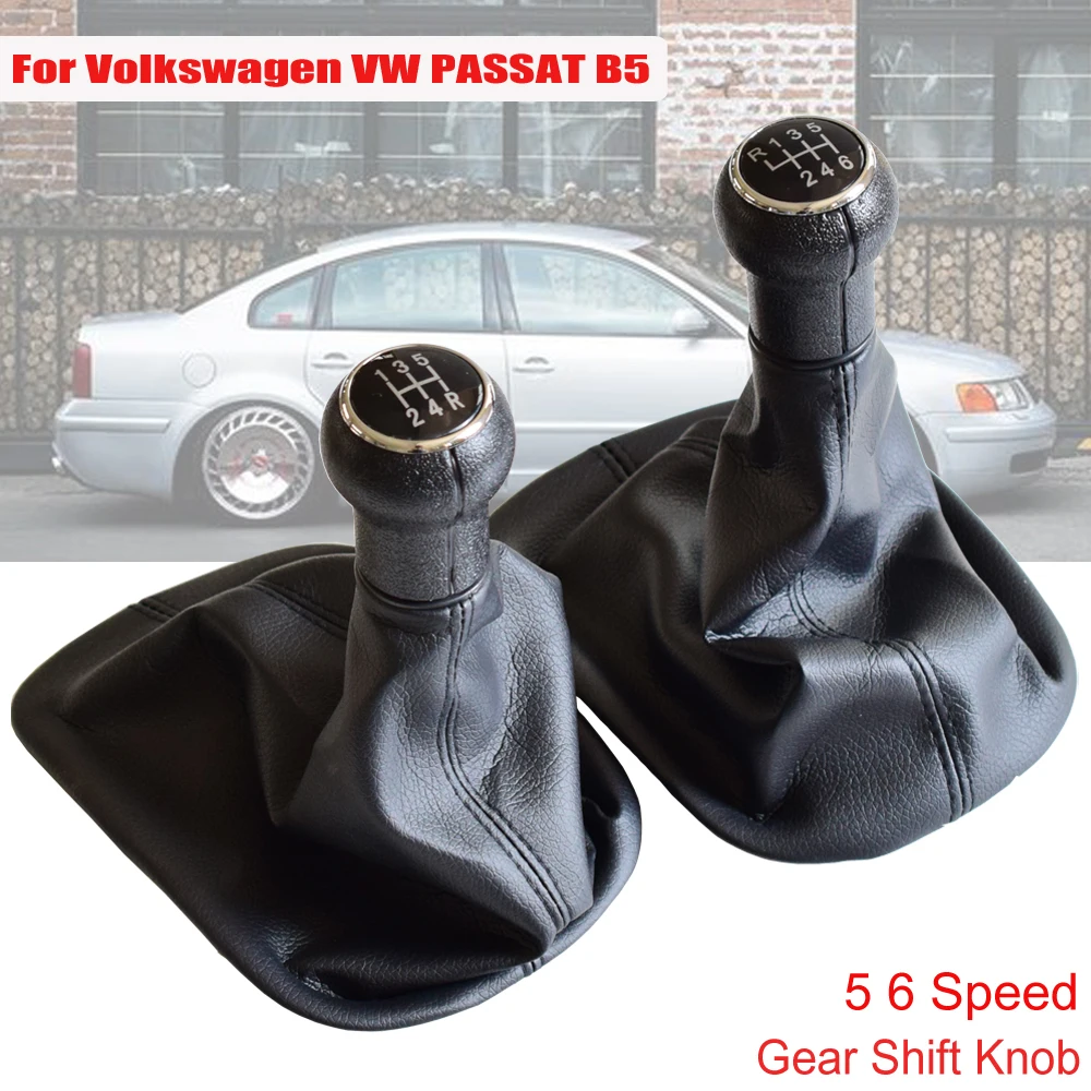 12 мм Автомобильный рычаг переключения передач для 5 6 скоростей для Volkswagen VW Passat B5 1996-2005 с черной кожаной пыленепроницаемой крышкой