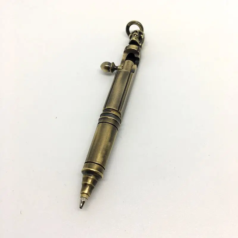 EDC Мини ручка для ключей латунный череп портативная карманная креативный Ретро