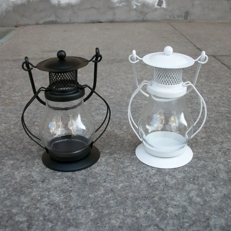 Стеклянный Железный подсвечник в европейском стиле керосиновая лампа украшение