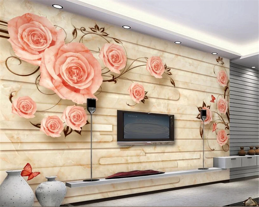 

Beibehang wall papers home decor papel de parede European marble rose embossed TV background wall rose mural 3d wallpaper
