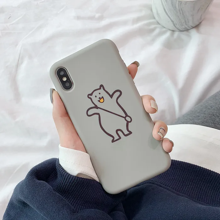 Корейский милый чехол с мультяшным медведем для Iphone Xs Max Xr мягкий силиконовый из