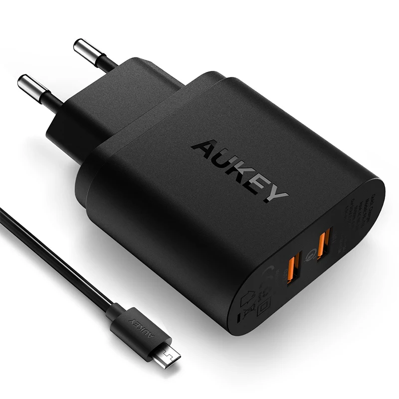 AUKEY 36W Dual Ports Usb Charger Wall Charger With Quick Charge 3.0 for iPhone7 Samsung galaxy s6 s7 edge Xiaomi Mi5 4 LG G5 G3