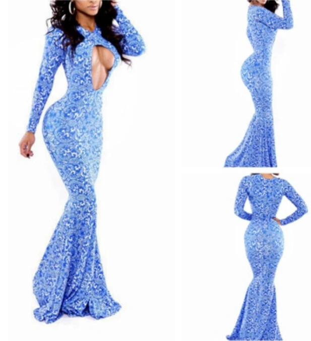Sexy Elegant Blue maxi dress evening Party Dress prom | Женская одежда
