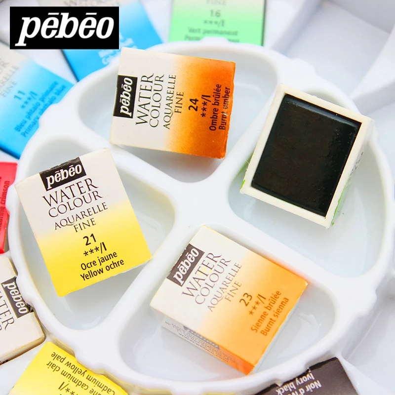 Pebeo 12/24 Colors Solid Watercolor Paint High Quality Tin Box Set For Artist School Student Pigment Aquarelle Painting Supplies |