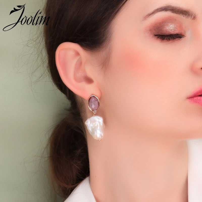 Ювелирные изделия joolim оптом нерегулярный натуральный камень жемчужные серьги высокого класса ювелирные украшения подарок для женщин