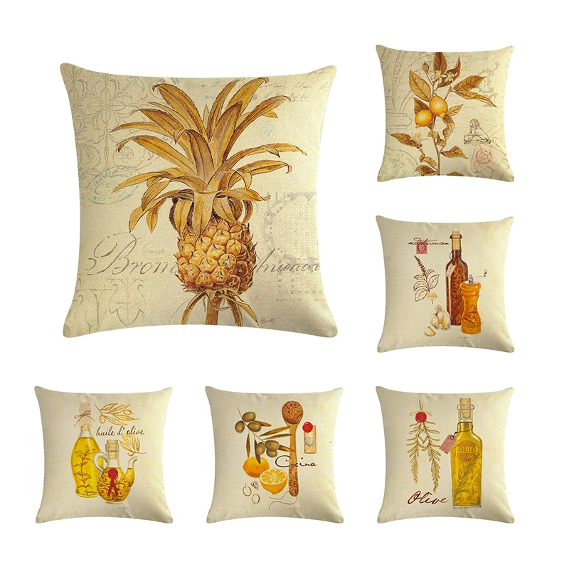 

Vintage cook cushion cover sofa bed Pepper throw pillow cover Home Office Chair decorative Olio 45cmx45cm Flower Pillowcase