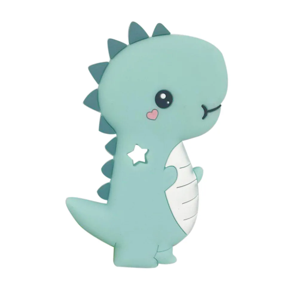Mint green dinosaurs Коала медведь овца Силиконовые Прорезыватели Животных прорезыватели для зубов динозавры зубное кольцо-Радуга ребенок мультфильм цепочка для прорезывания зубов Mordedor - Цвет: Mint green dinosaurs