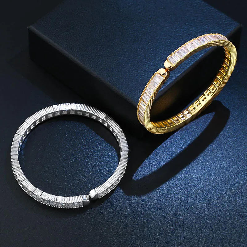 Женский теннисный браслет OCESRIO большой металлический серебристого цвета с