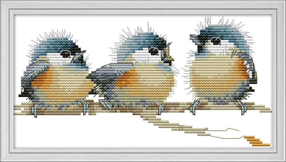 

Three birds 4cross stitch kit aida 14ct 11ct count print canvas cross stitches needlework embroidery DIY handmade