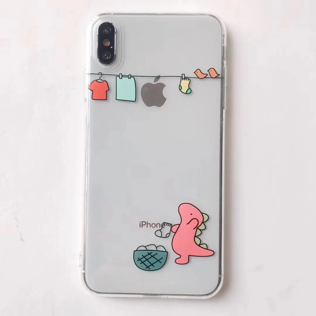 Забавный чехол с рисунком пары динозавров для телефона iphone Xs MAX XR X 6 6s 7 8 plus простая