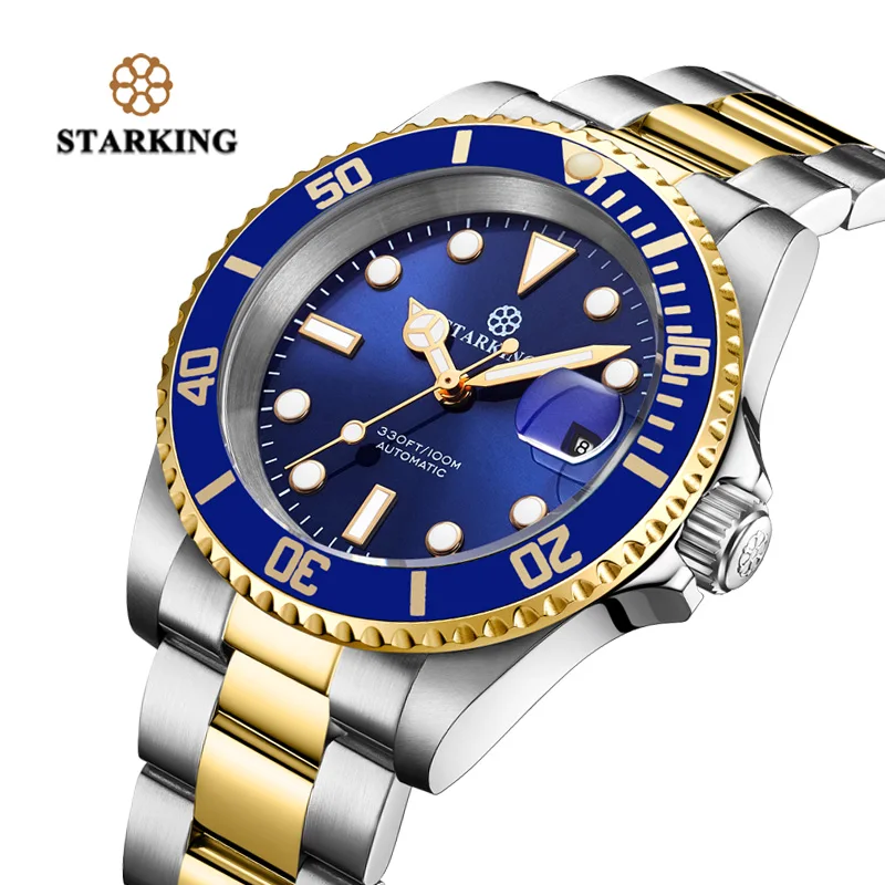 28800bph AM0261GS87 STARKING мужские часы 100 м водостойкие часы с зеленым призраком модные механические часы с автоматической датой светящиеся наручные часы - Цвет: 28800bph AM0261GS87