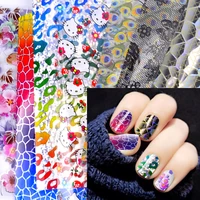 yzwle 20 designs nail art foils laser shinning mixed beauty transfer tips sticker craft diy universe decorations